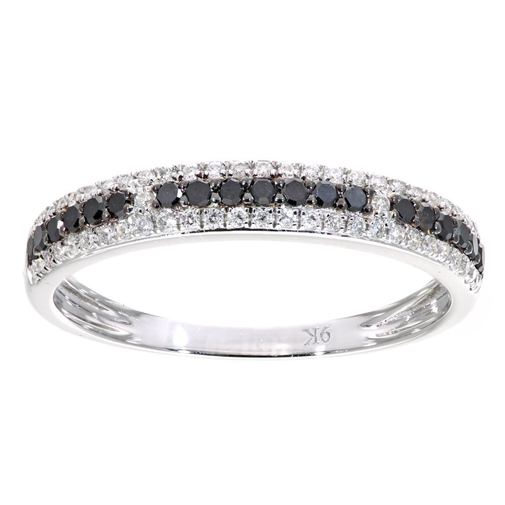 SPARKLD 9ct White Gold 0.33ct Black and White Diamond Eternity Ring
