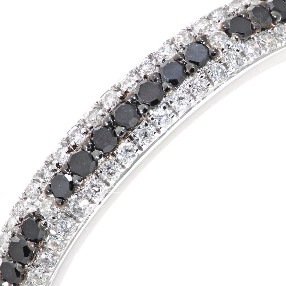 SPARKLD 9ct White Gold 0.33ct Black and White Diamond Eternity Ring