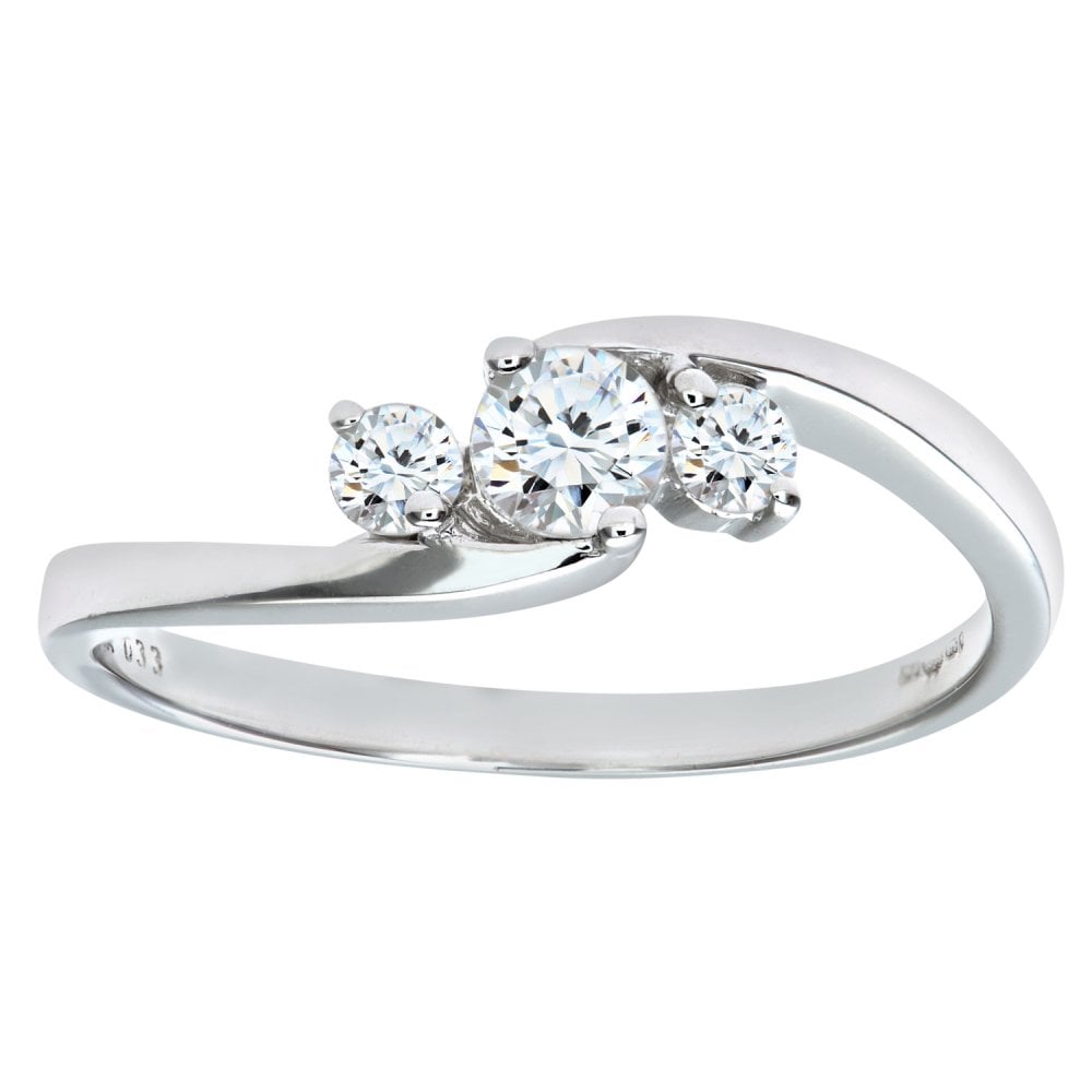 SPARKLD 9ct White Gold 0.33ct Diamond Trilogy Ring