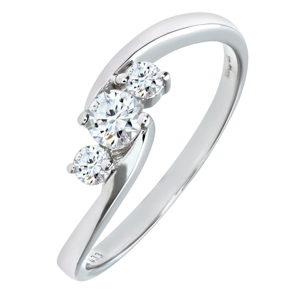 SPARKLD 9ct White Gold 0.33ct Diamond Trilogy Ring