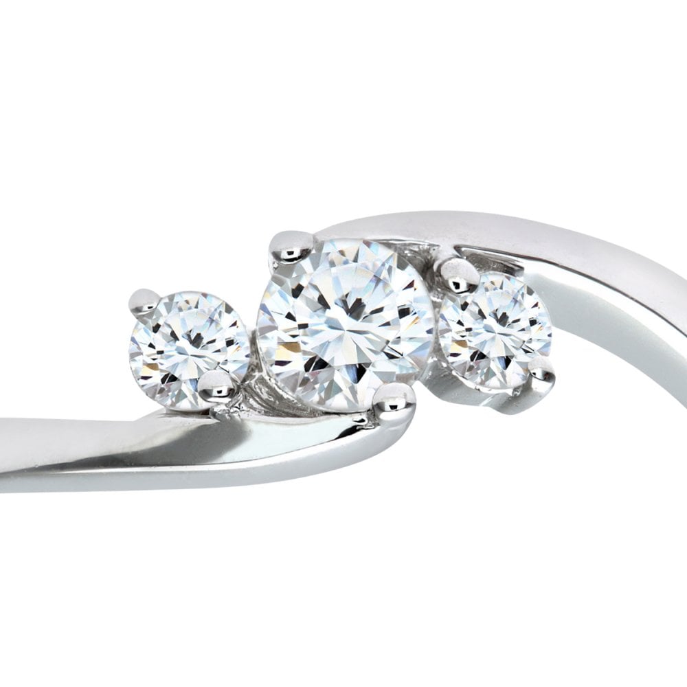 SPARKLD 9ct White Gold 0.33ct Diamond Trilogy Ring