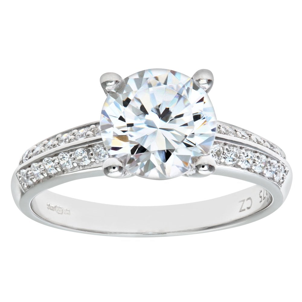 SPARKLD 9ct White Gold Cubic Zirconia Engagement Ring