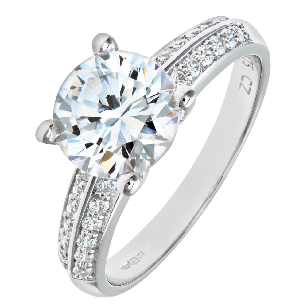 SPARKLD 9ct White Gold Cubic Zirconia Engagement Ring