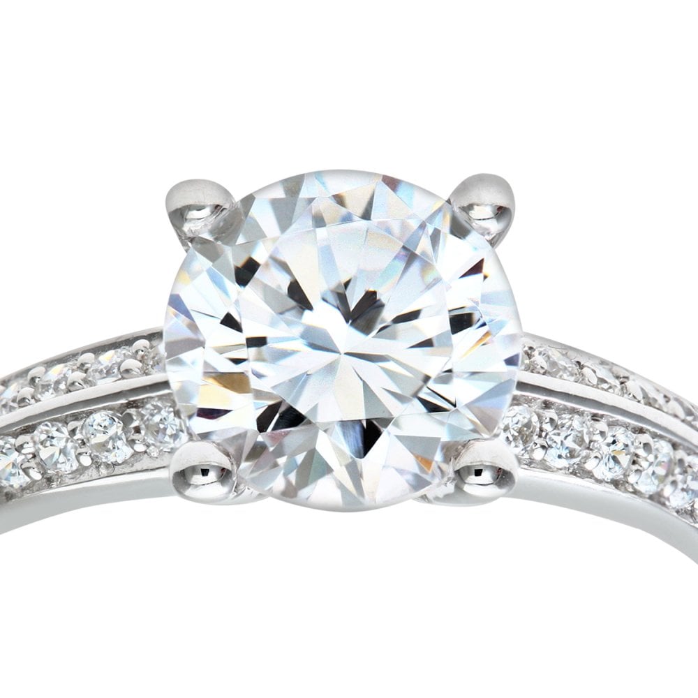 SPARKLD 9ct White Gold Cubic Zirconia Engagement Ring