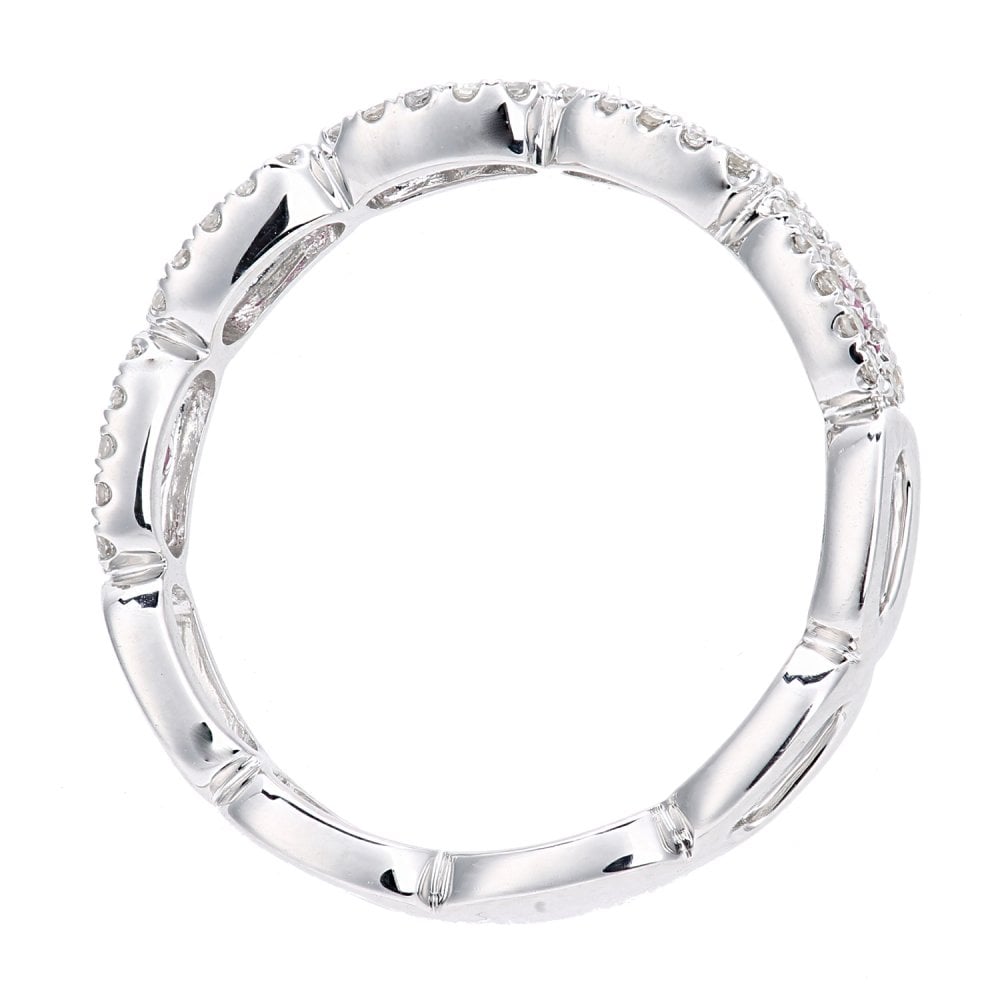 SPARKLD 9ct White Gold Round Emerald and 0.20ct Diamond Eternity Ring