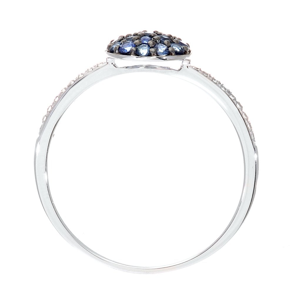 SPARKLD 9ct White Gold Sapphire and 0.05ct Diamond Halo Ring