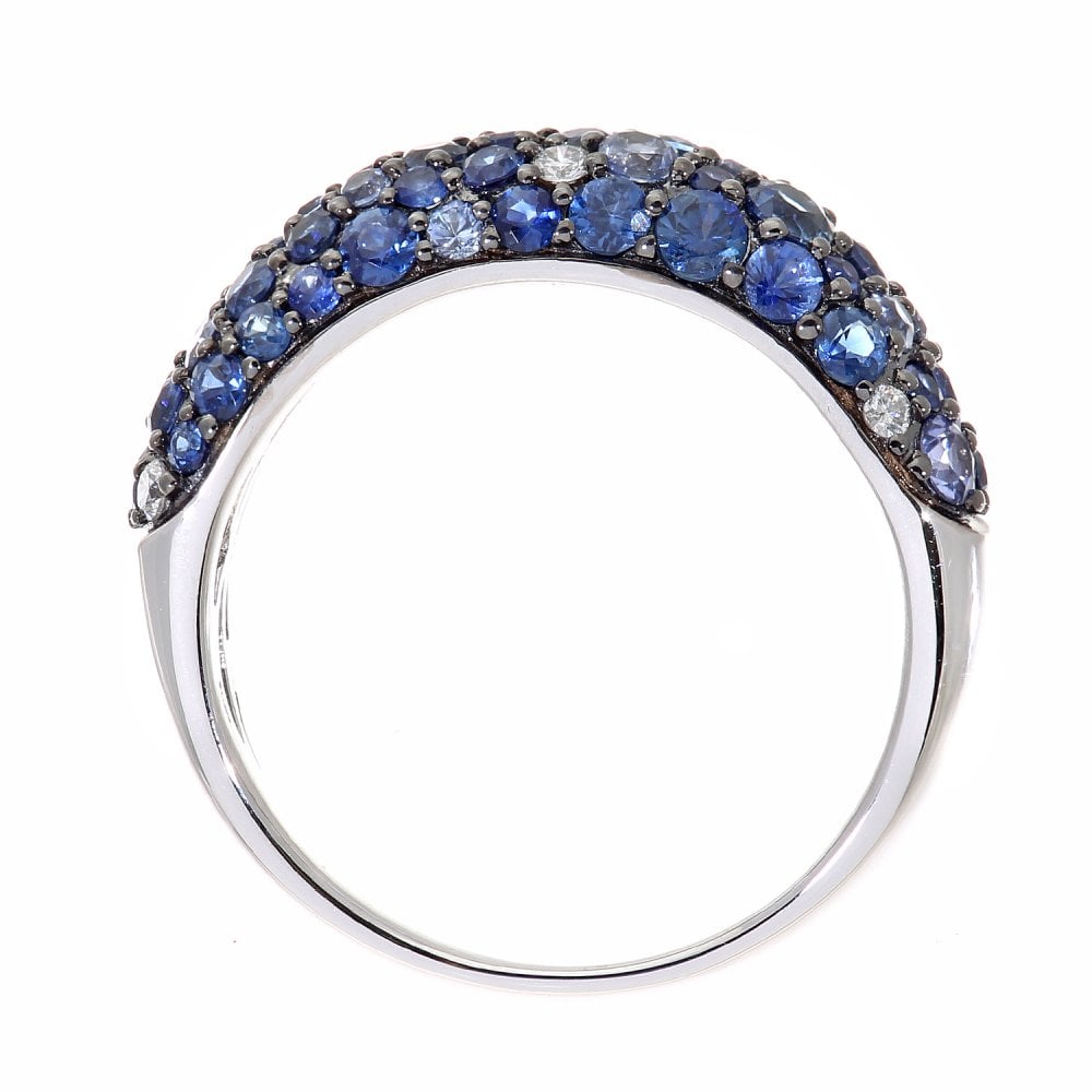 SPARKLD 9ct White Gold Sapphire and 0.10ct Diamond Eternity Ring