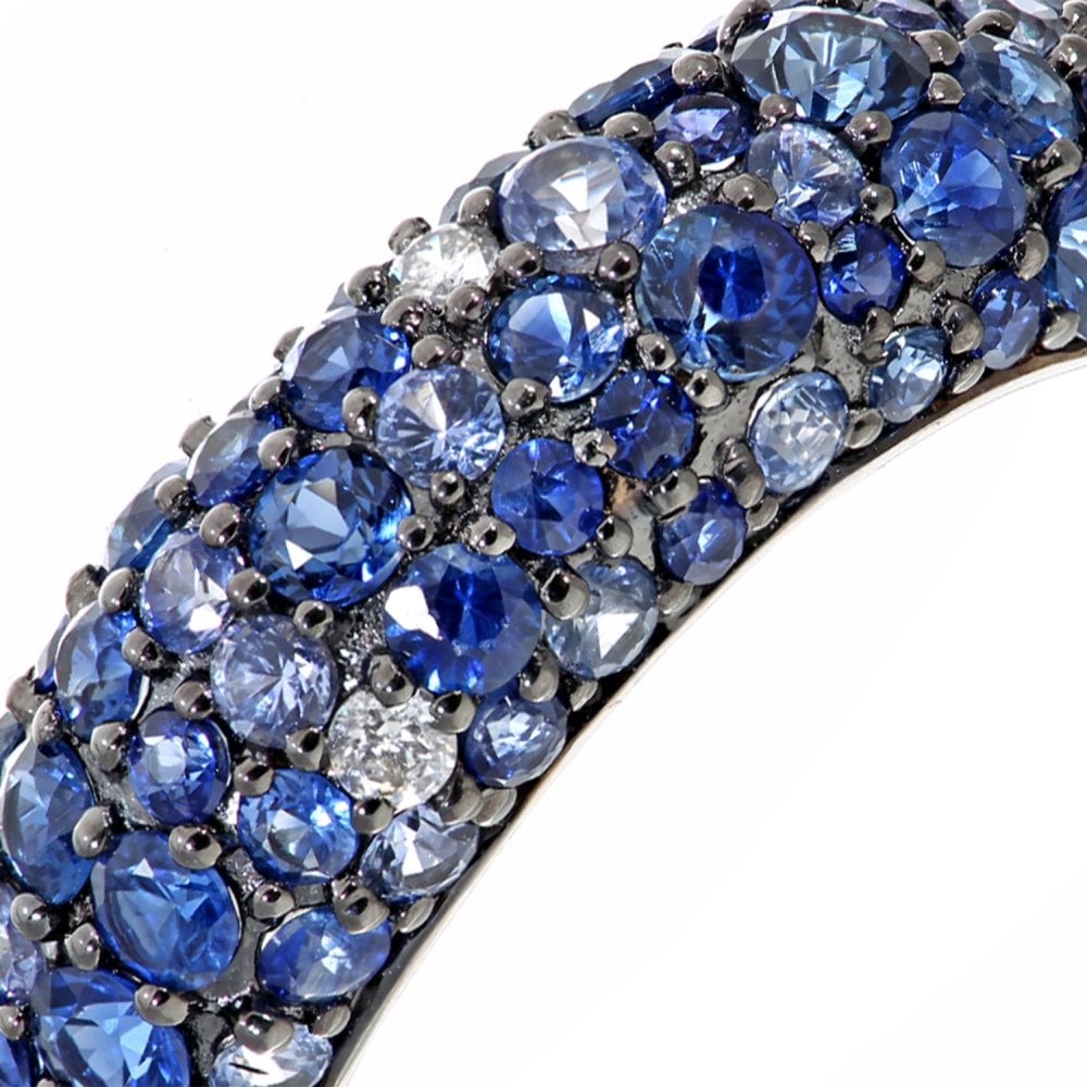 SPARKLD 9ct White Gold Sapphire and 0.10ct Diamond Eternity Ring