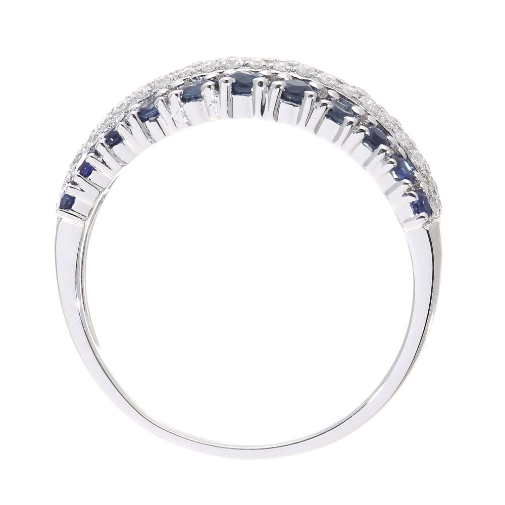 SPARKLD 9ct White Gold Sapphire and 0.20ct Diamond Eternity Ring