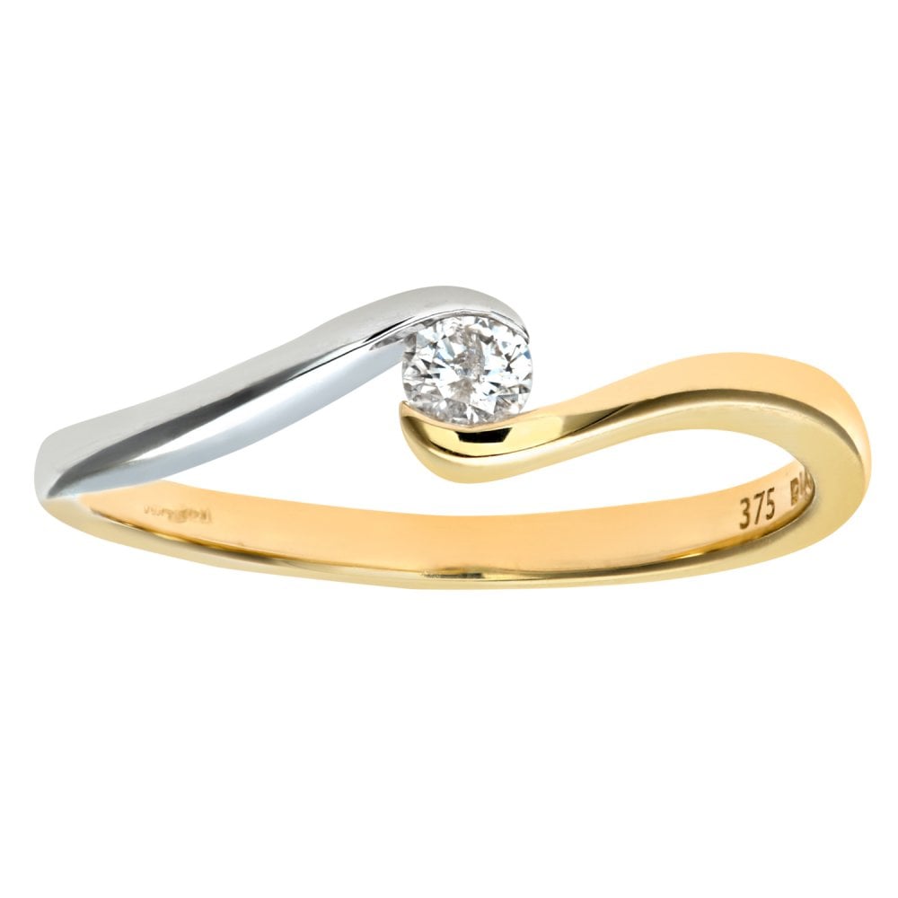 SPARKLD 9ct Yellow and White Gold 0.10ct Diamond Engagement Ring