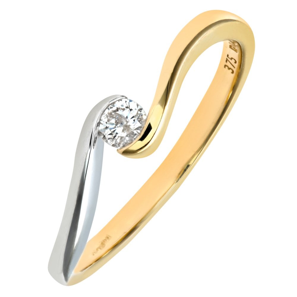 SPARKLD 9ct Yellow and White Gold 0.10ct Diamond Engagement Ring