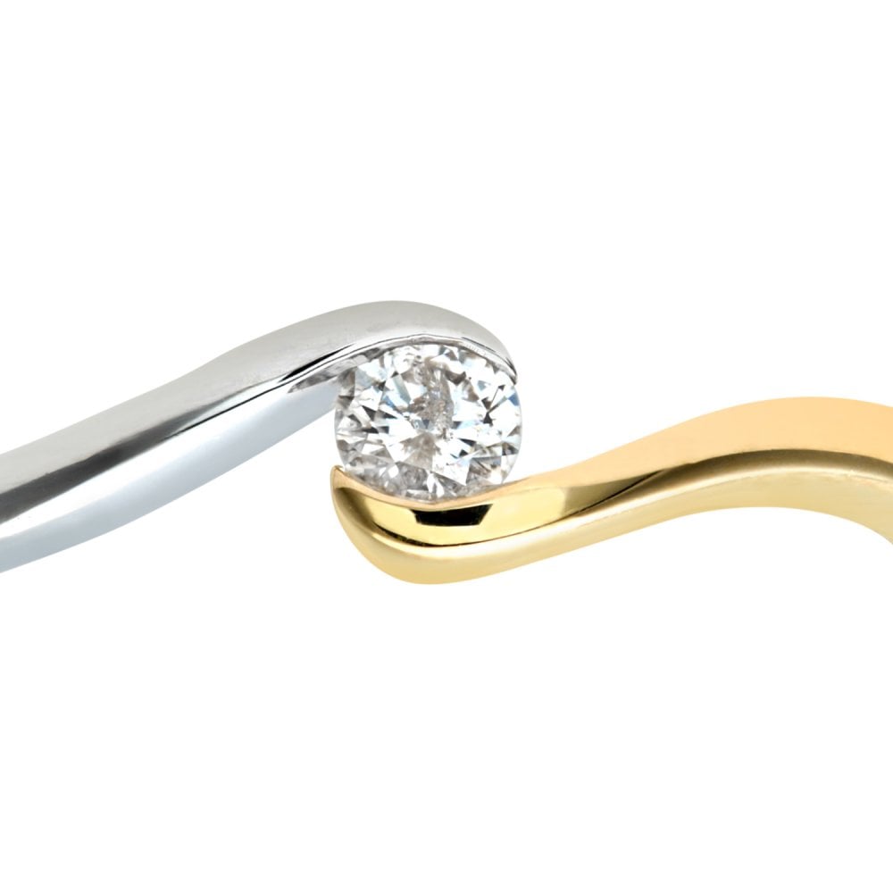 SPARKLD 9ct Yellow and White Gold 0.10ct Diamond Engagement Ring