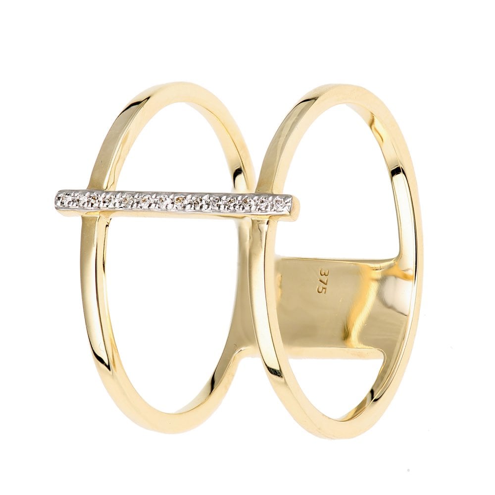 SPARKLD 9ct Yellow Gold 0.05ct Diamond Cocktail and Dress Ring