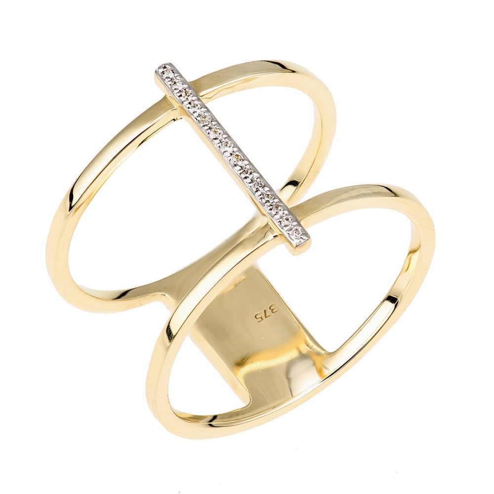 SPARKLD 9ct Yellow Gold 0.05ct Diamond Cocktail and Dress Ring