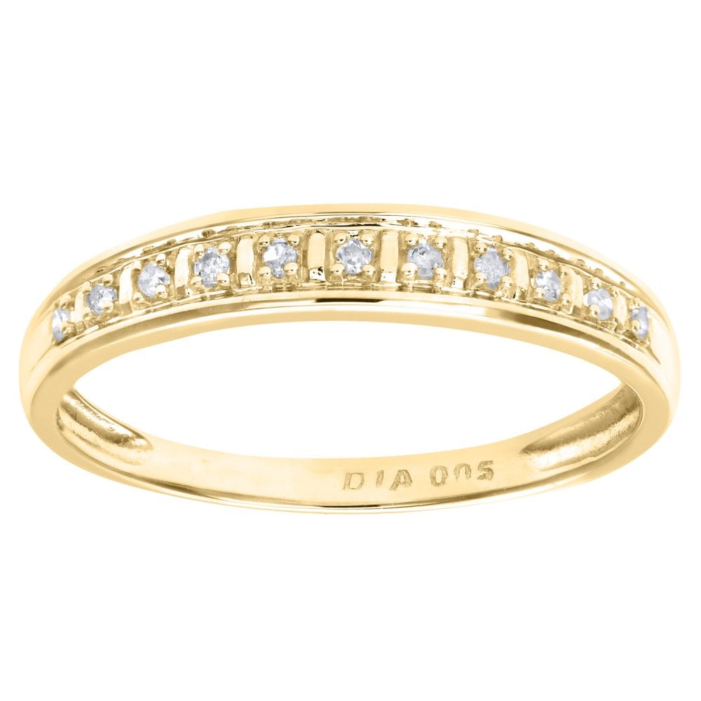 SPARKLD 9ct Yellow Gold 0.05ct Diamond Eternity Ring