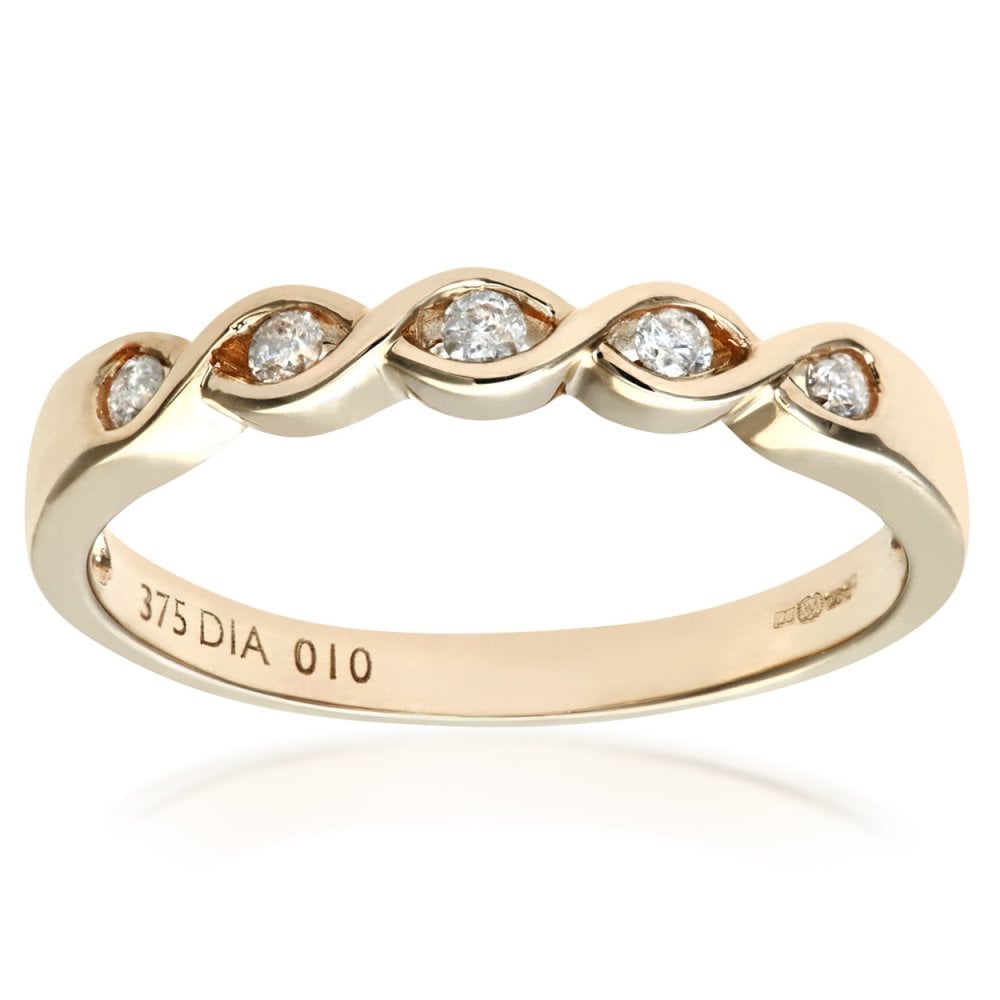 SPARKLD 9ct Yellow Gold 0.10ct Diamond Eternity Ring