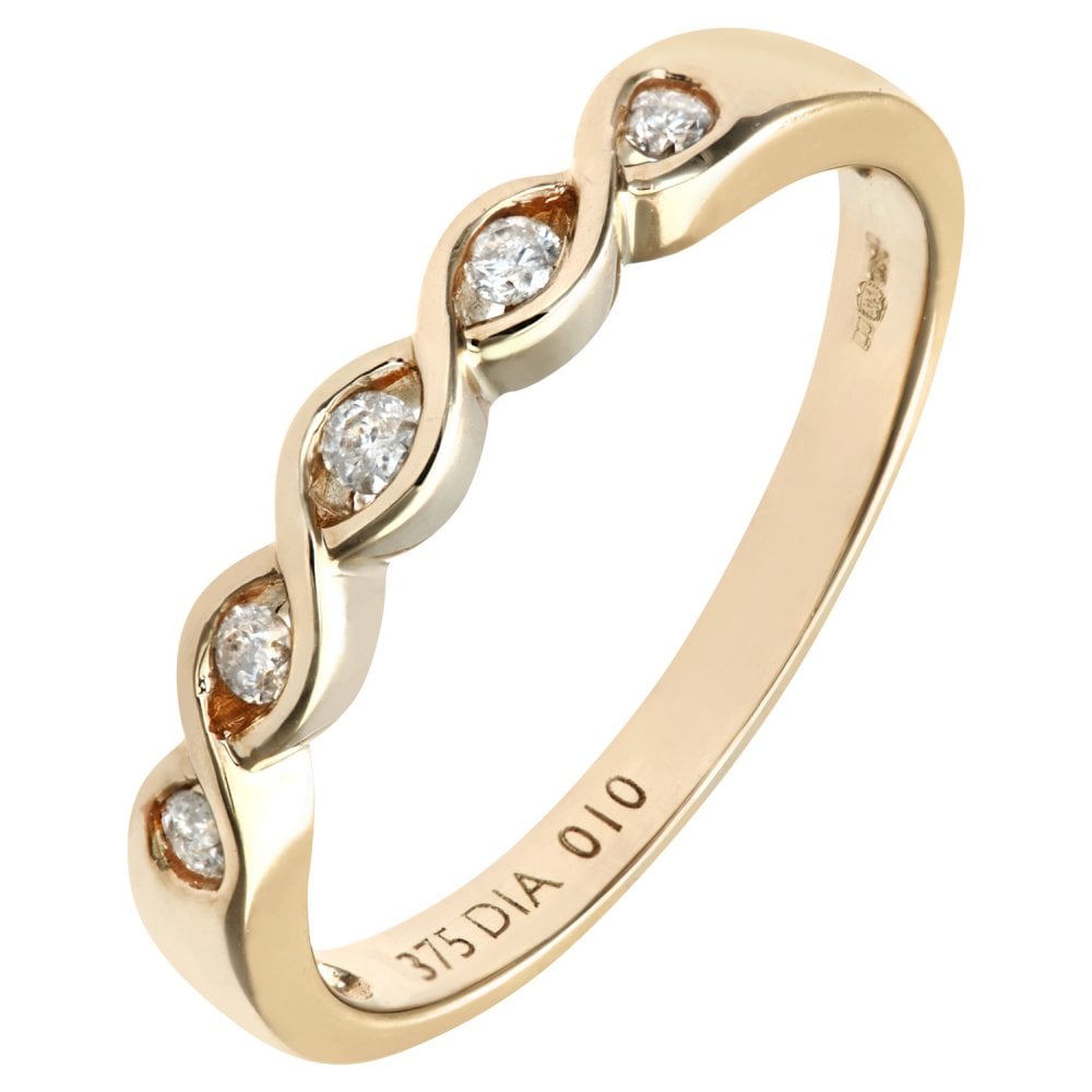 SPARKLD 9ct Yellow Gold 0.10ct Diamond Eternity Ring