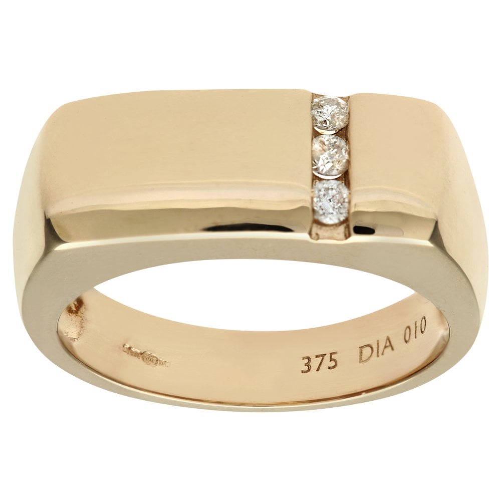 SPARKLD 9ct Yellow Gold 0.10ct Diamond Mens Wedding Ring