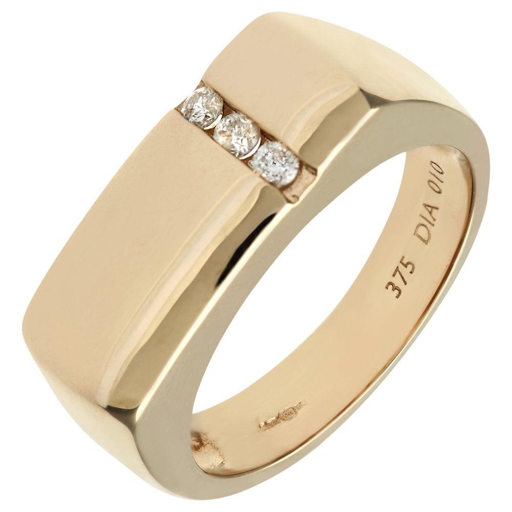 SPARKLD 9ct Yellow Gold 0.10ct Diamond Mens Wedding Ring