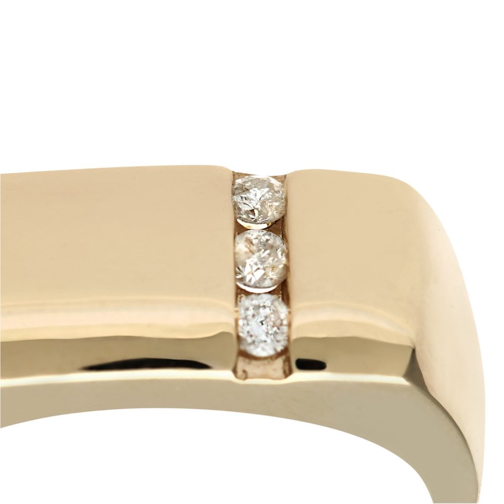 SPARKLD 9ct Yellow Gold 0.10ct Diamond Mens Wedding Ring