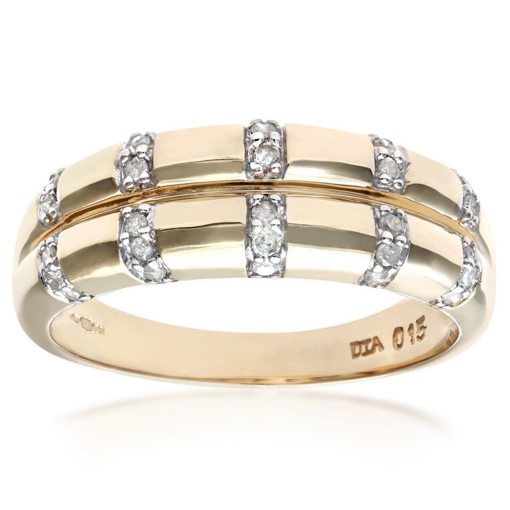 SPARKLD 9ct Yellow Gold 0.15ct Diamond Wedding Ring