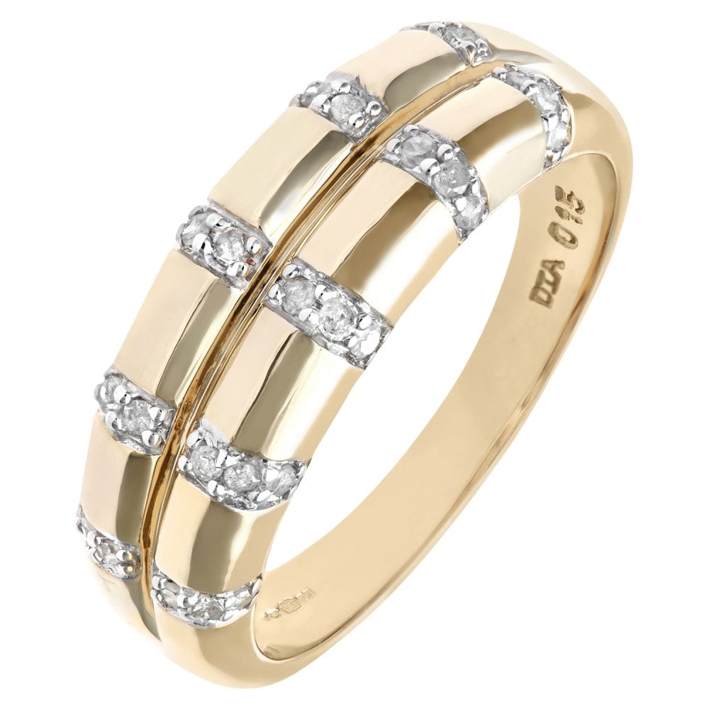 SPARKLD 9ct Yellow Gold 0.15ct Diamond Wedding Ring