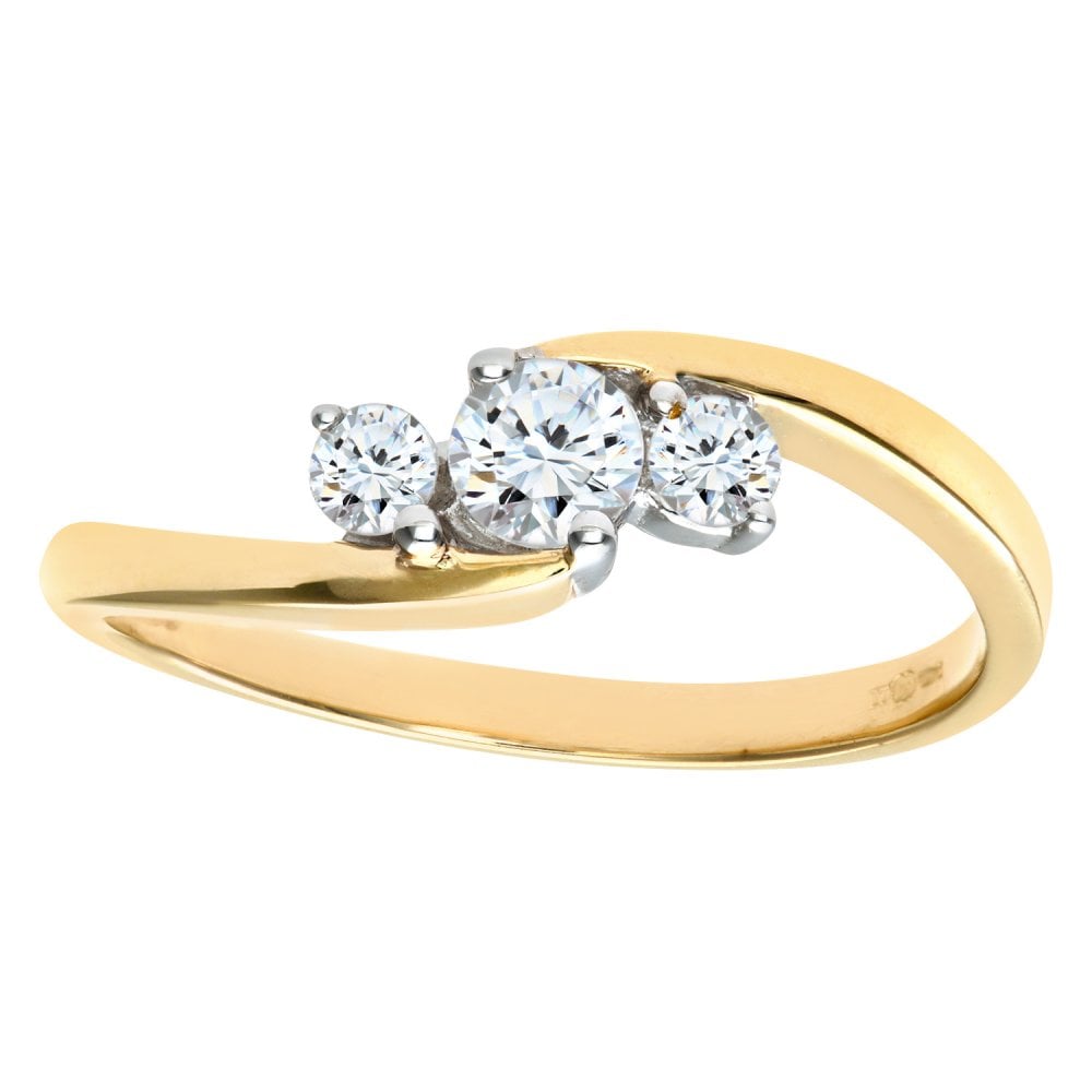 SPARKLD 9ct Yellow Gold 0.33ct Diamond Trilogy Ring