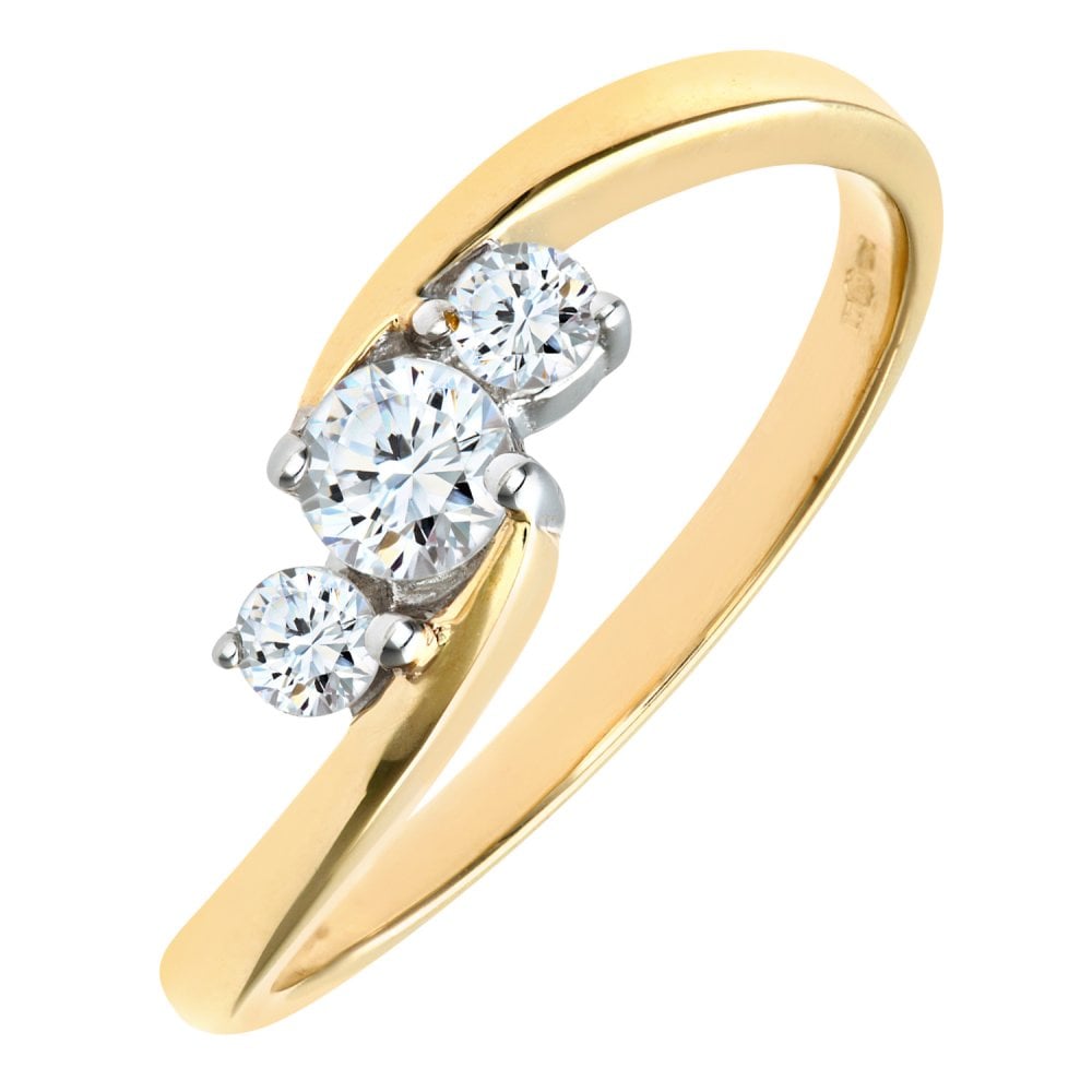 SPARKLD 9ct Yellow Gold 0.33ct Diamond Trilogy Ring