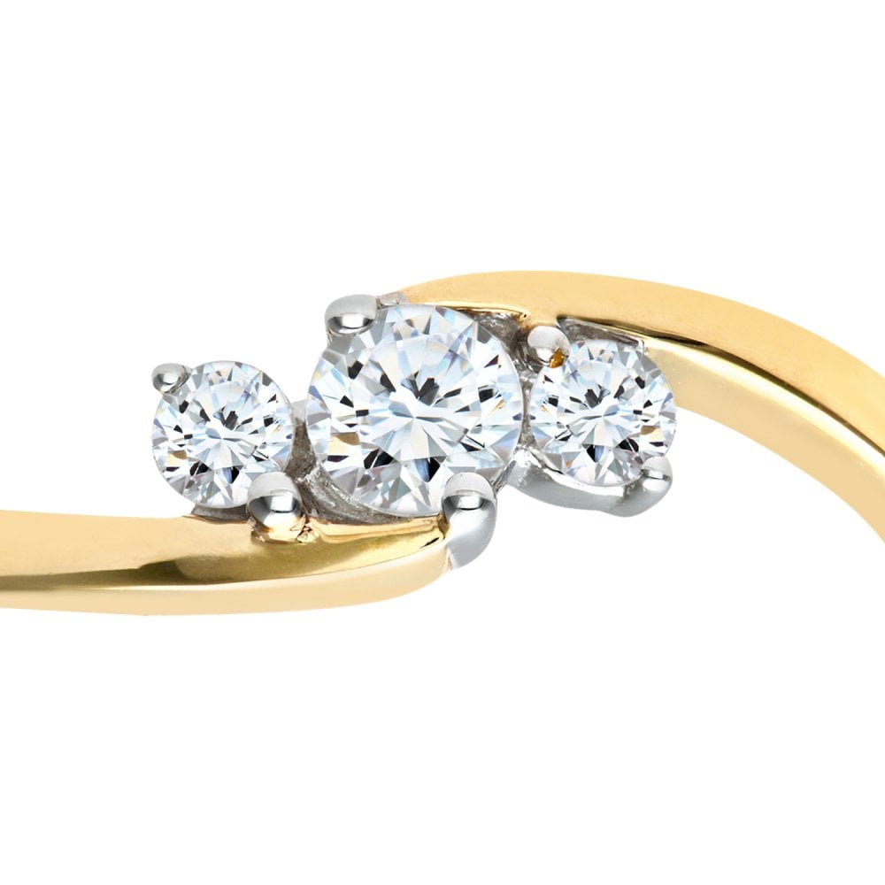 SPARKLD 9ct Yellow Gold 0.33ct Diamond Trilogy Ring