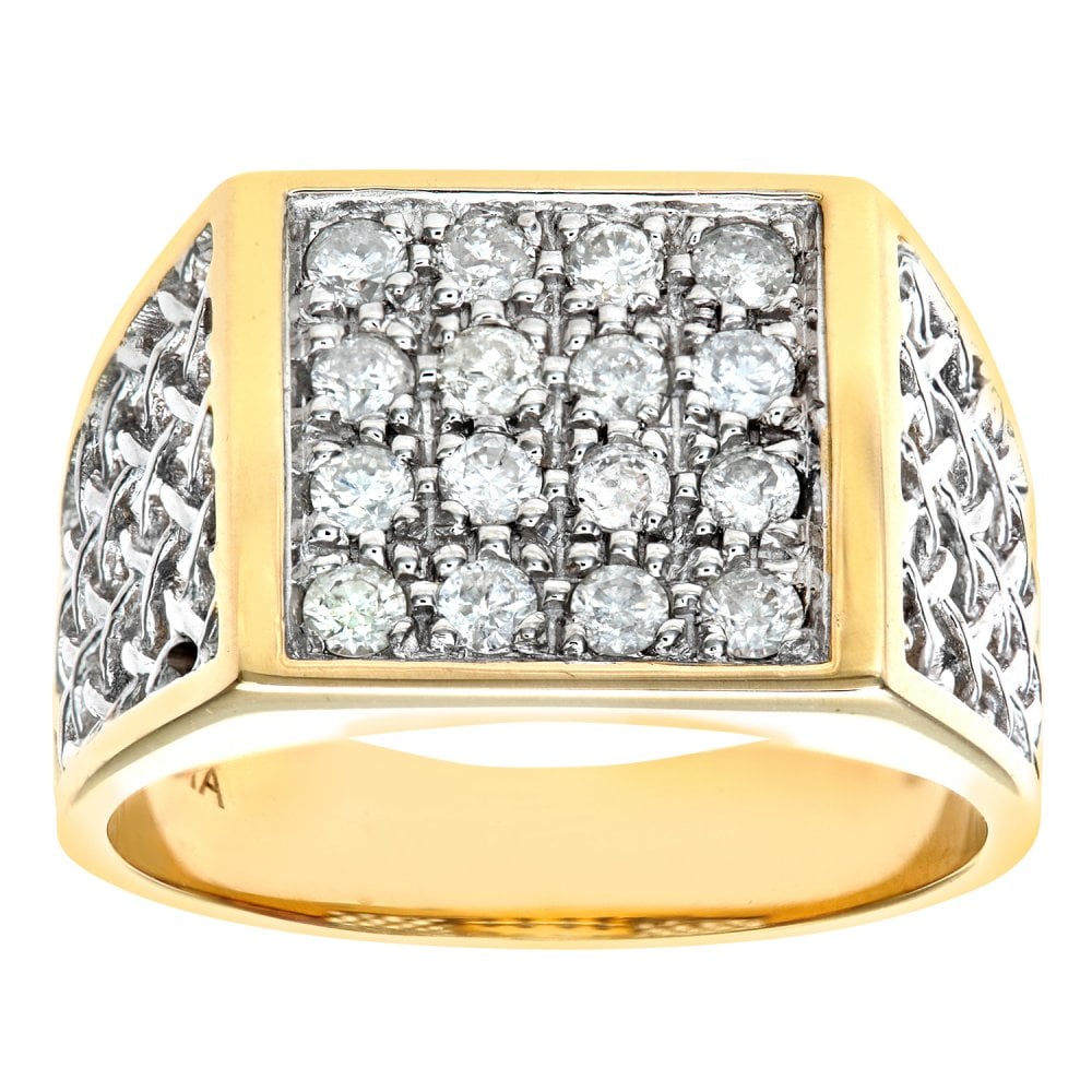 SPARKLD 9ct Yellow Gold 0.50ct Diamond Mens Ring