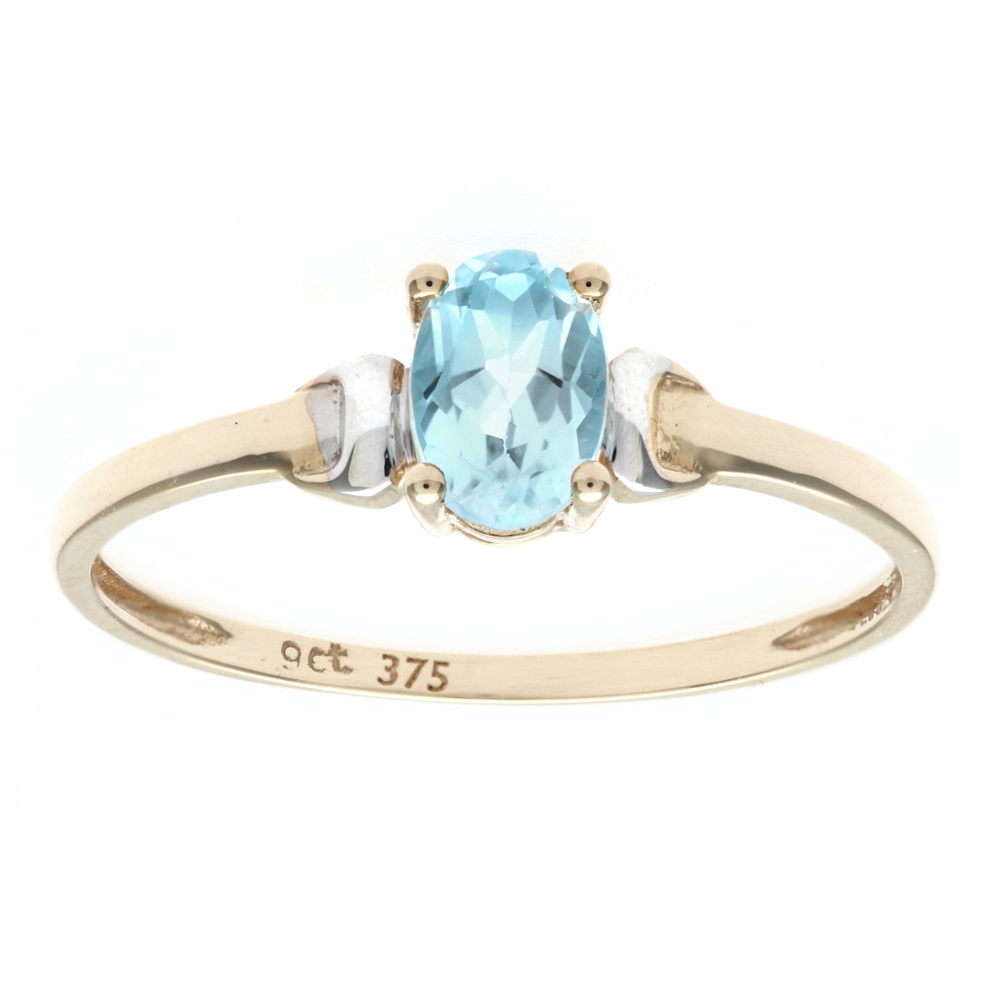 SPARKLD 9ct Yellow Gold Blue Topaz Ring