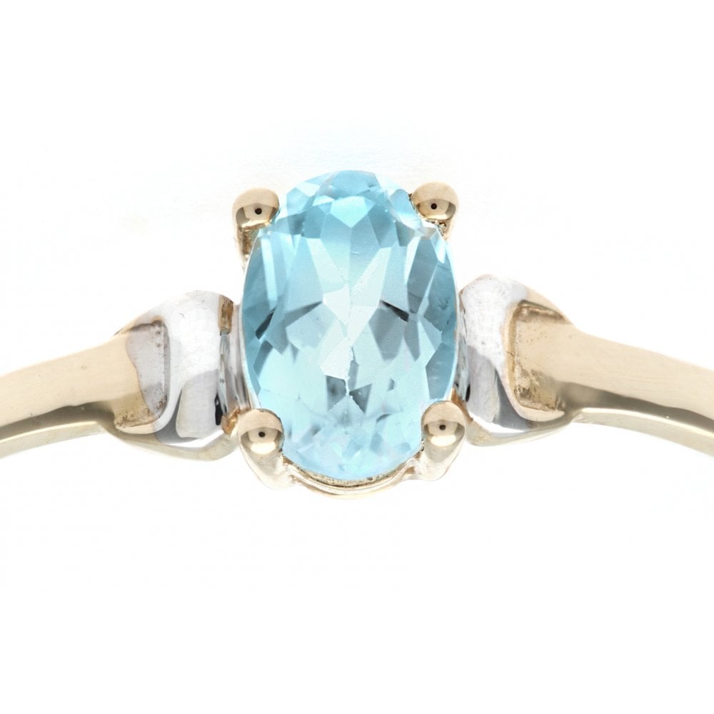 SPARKLD 9ct Yellow Gold Blue Topaz Ring