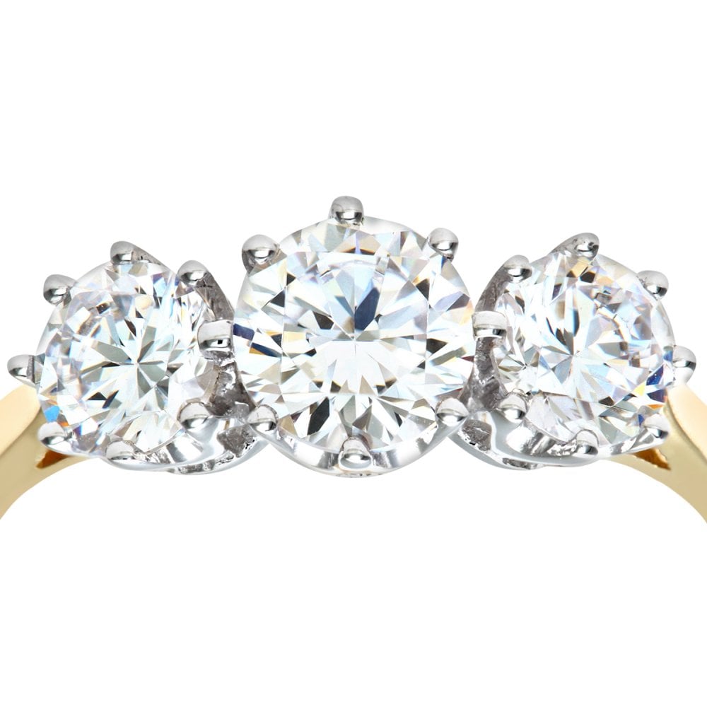 SPARKLD 9ct Yellow Gold Cubic Zirconia Trilogy Ring