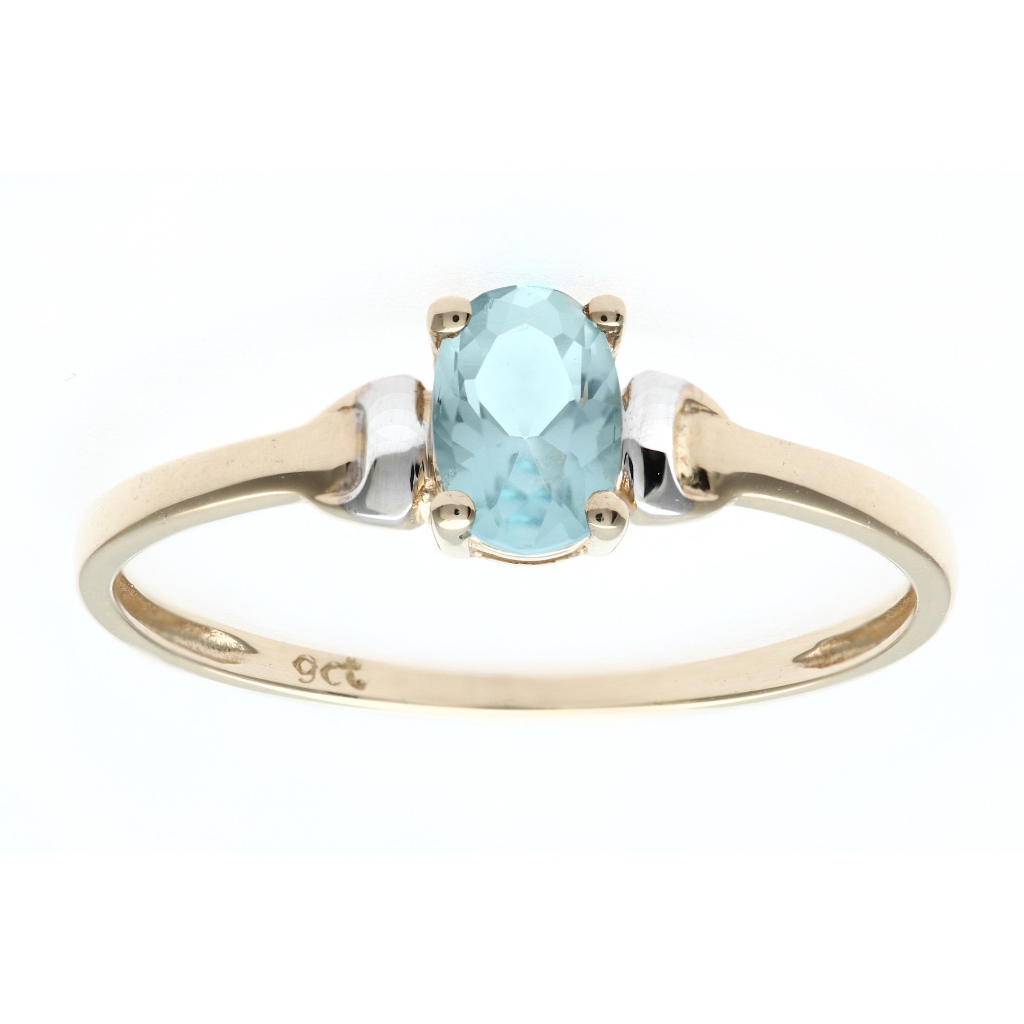 SPARKLD 9ct Yellow Gold CZ Aquamarine Ring