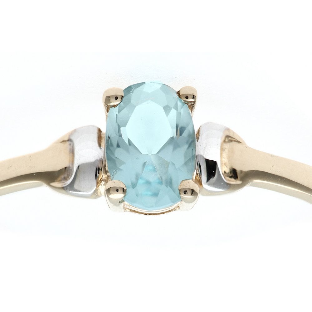 SPARKLD 9ct Yellow Gold CZ Aquamarine Ring