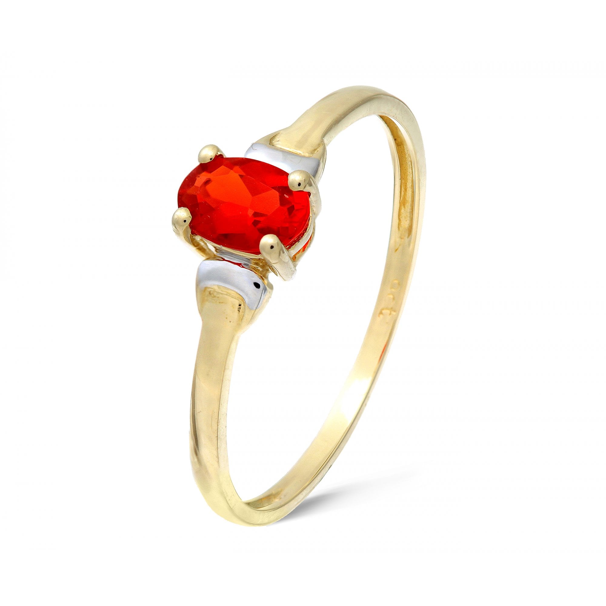SPARKLD 9ct Yellow Gold CZ Ruby Ring