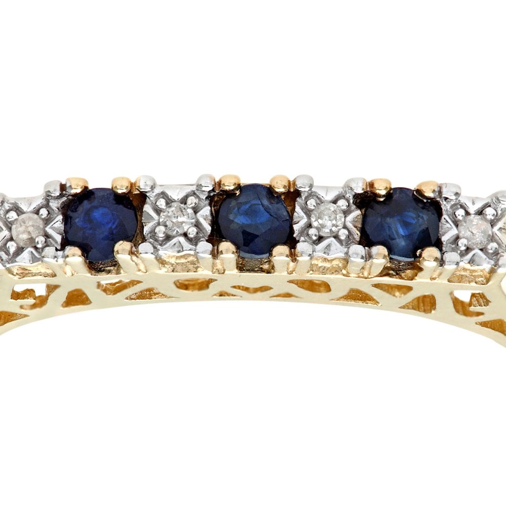 SPARKLD 9ct Yellow Gold Sapphire & 0.02ct Diamond Eternity Ring