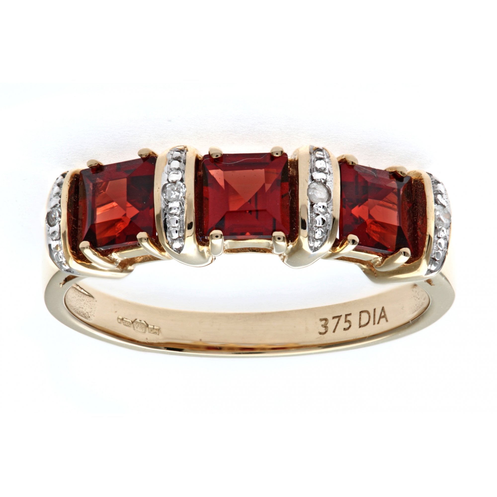SPARKLD 9ct Yellow Gold Garnet & 0.02ct Diamond Eternity Ring