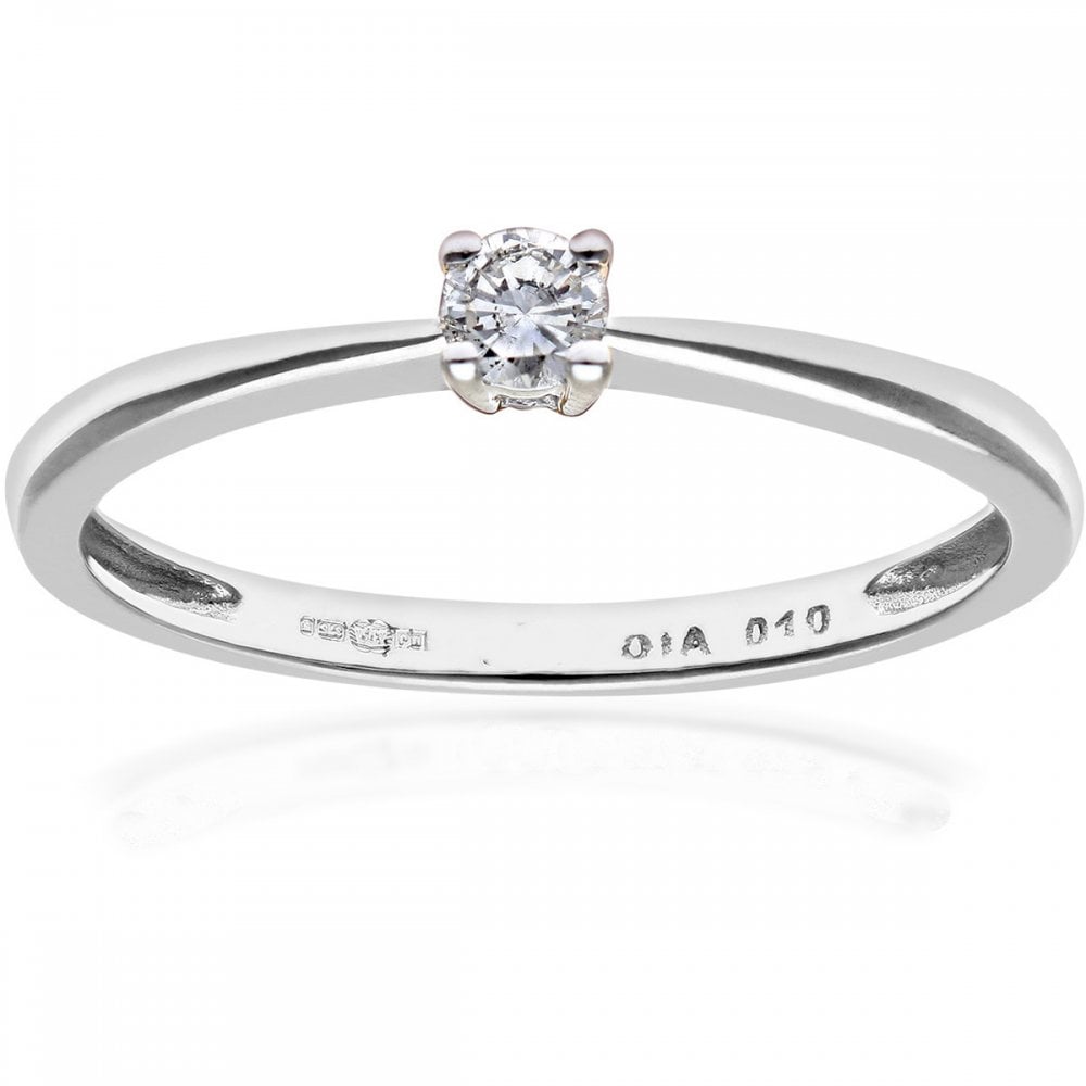 SPARKLD 9ct White Gold  0.10ct Round Brilliant Diamond Engagement Ring