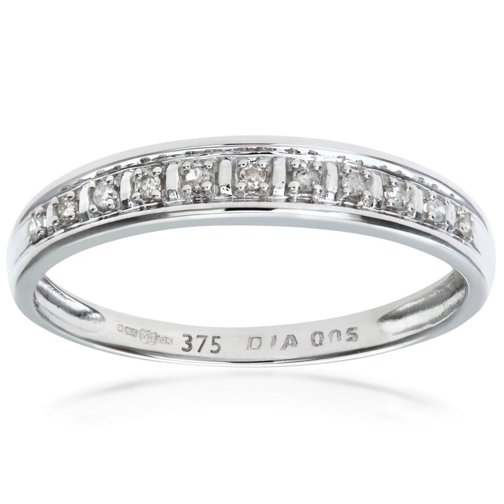SPARKLD 9ct White Gold 0.05ct Diamond Eternity Ring