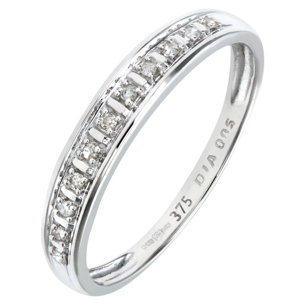 SPARKLD 9ct White Gold 0.05ct Diamond Eternity Ring