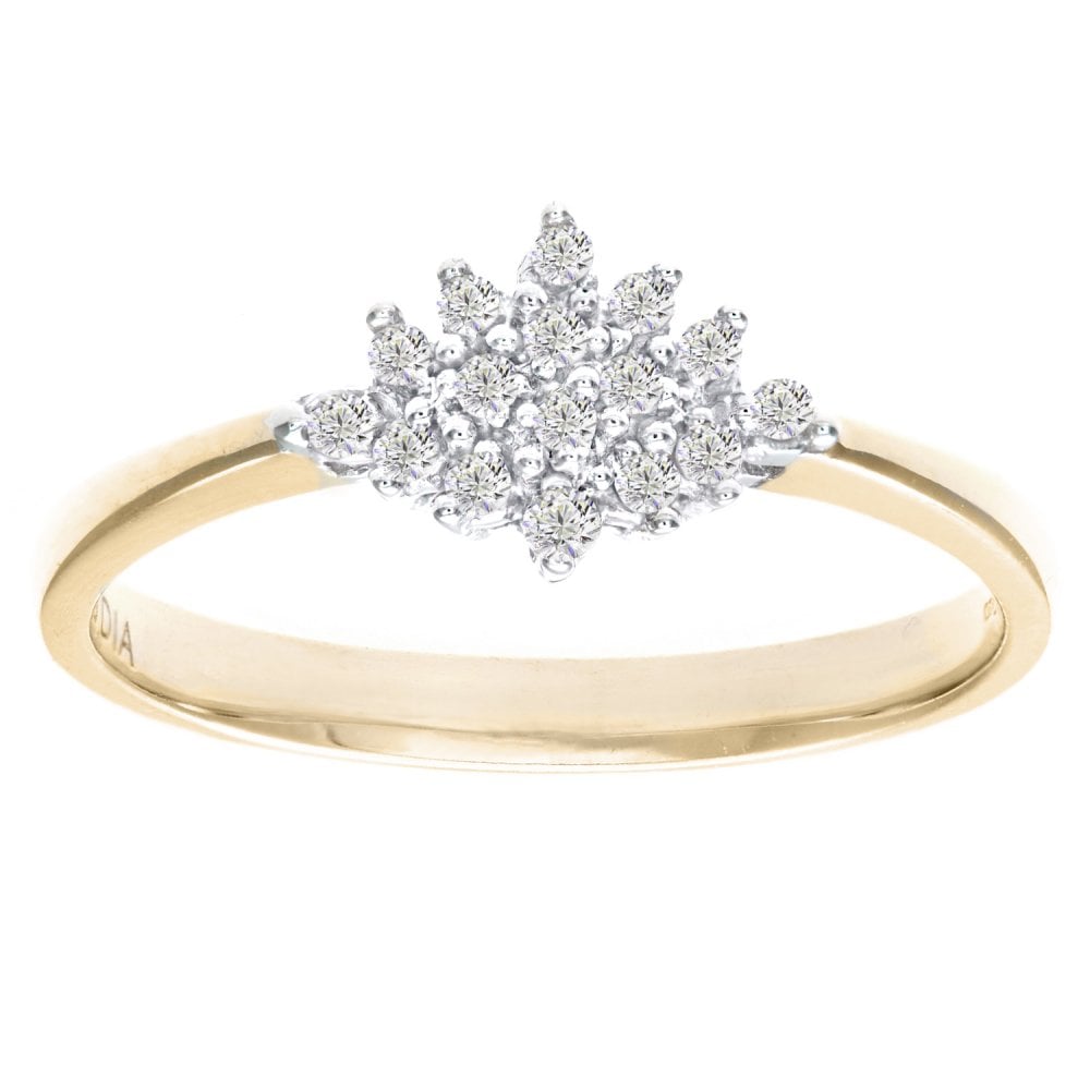 SPARKLD 9ct Yellow Gold 0.10ct Diamond Cluster Ring