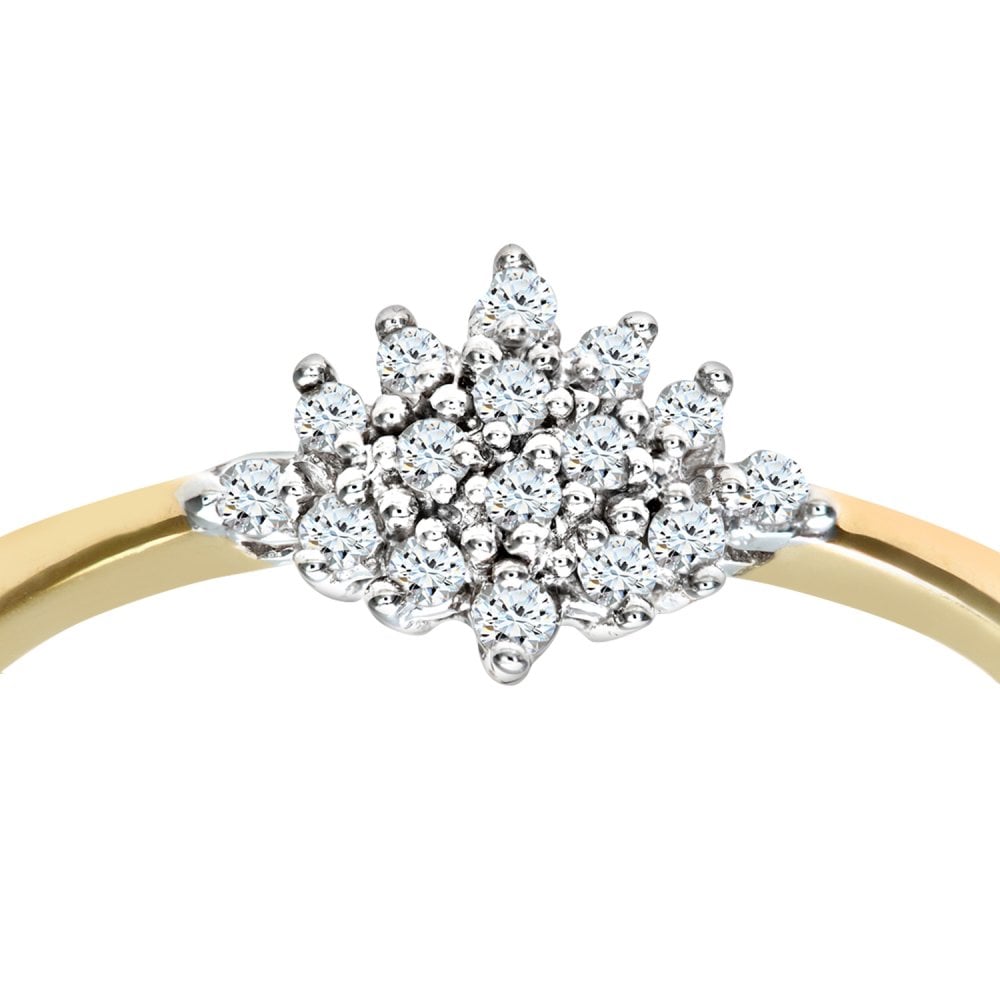 SPARKLD 9ct Yellow Gold 0.10ct Diamond Cluster Ring
