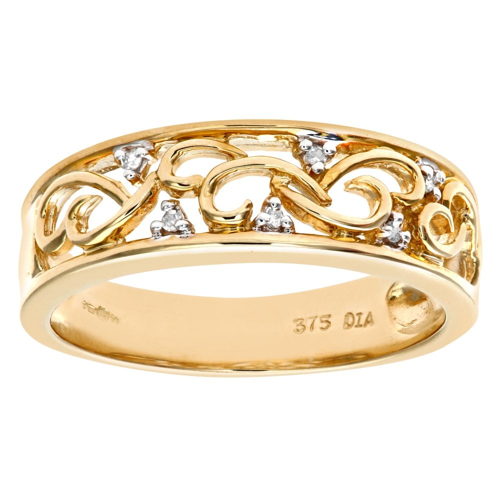 SPARKLD 9ct Yellow Gold 0.03ct Diamond Ring