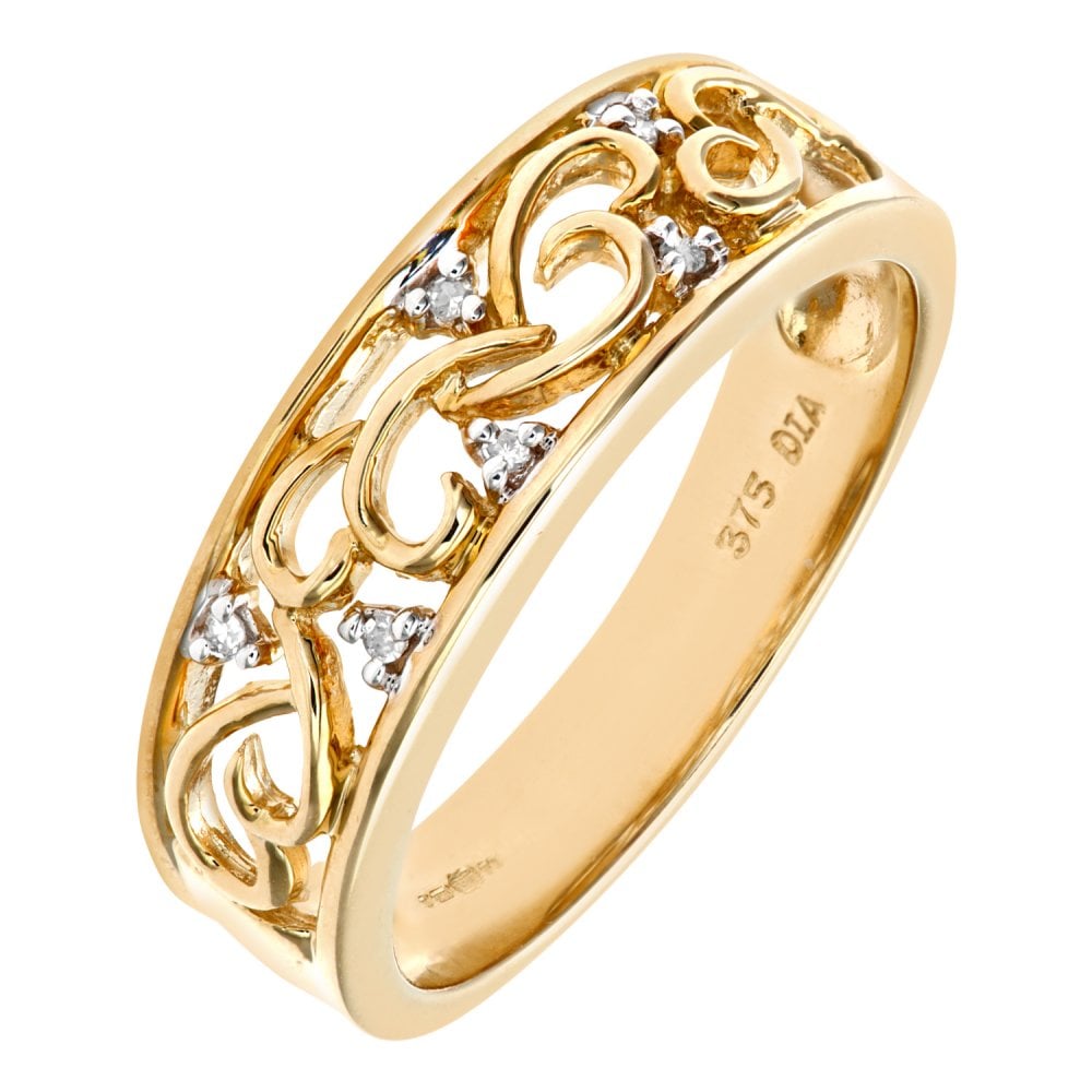 SPARKLD 9ct Yellow Gold 0.03ct Diamond Ring