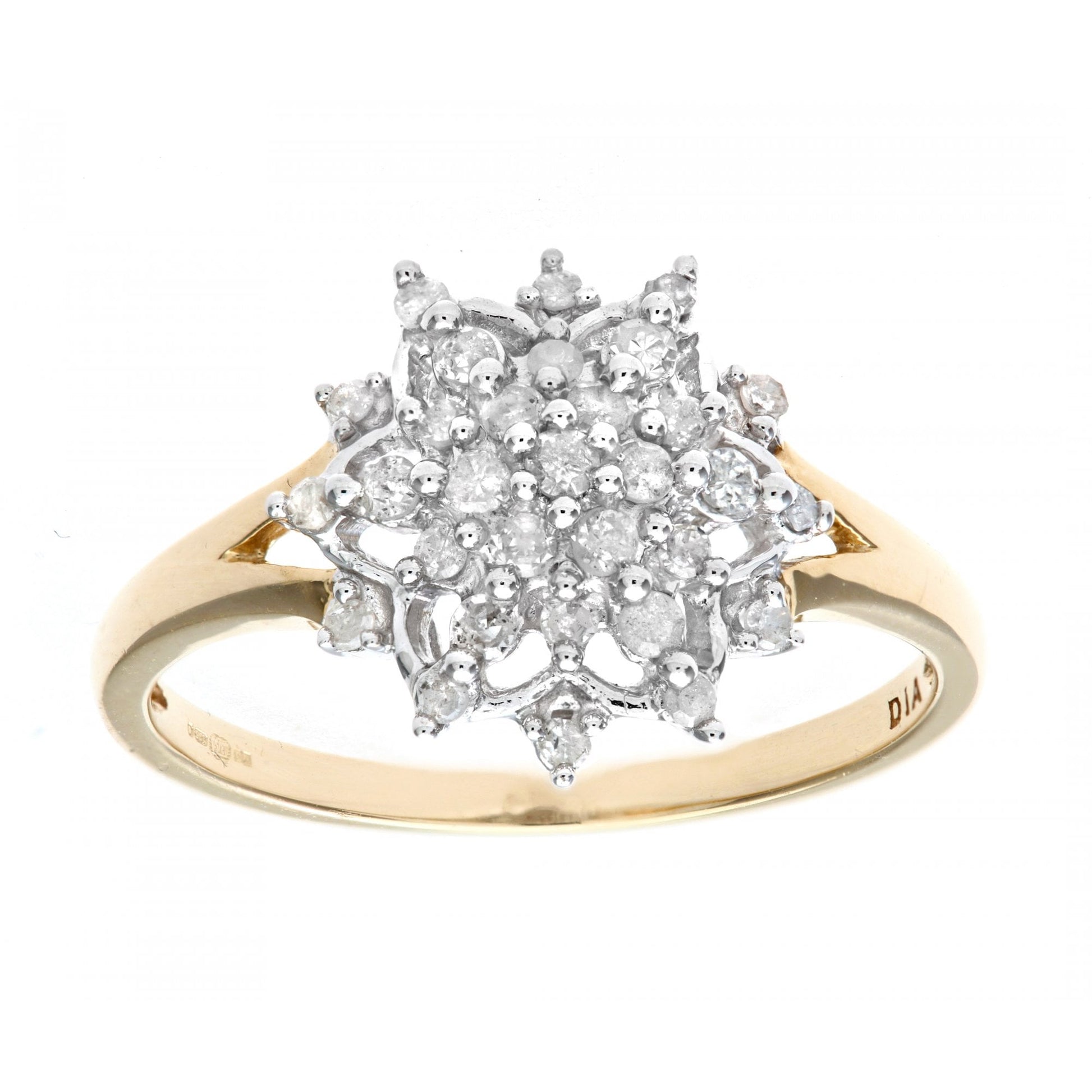 SPARKLD 9ct Yellow Gold Ladies Diamond Ring