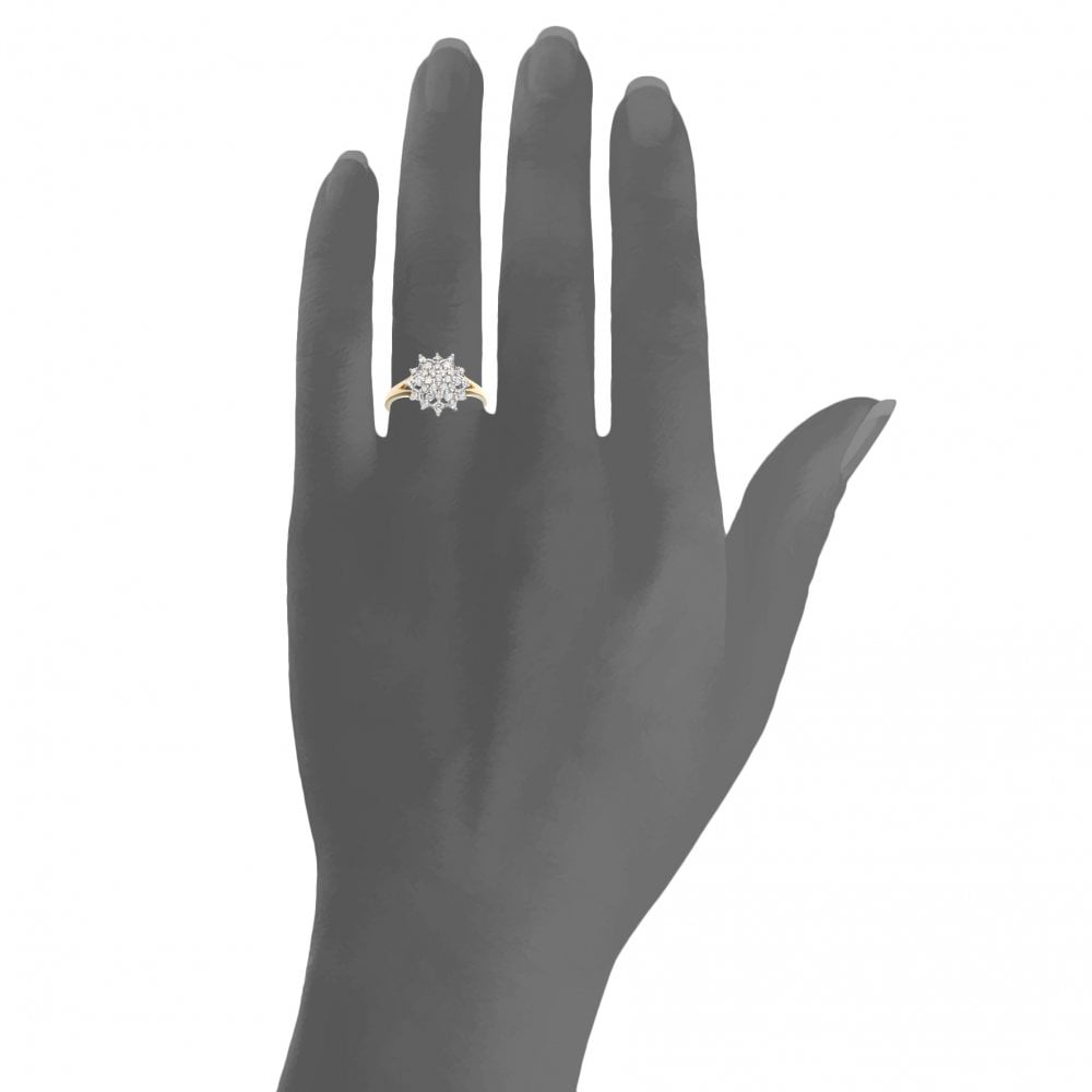 SPARKLD 9ct Yellow Gold Ladies Diamond Ring