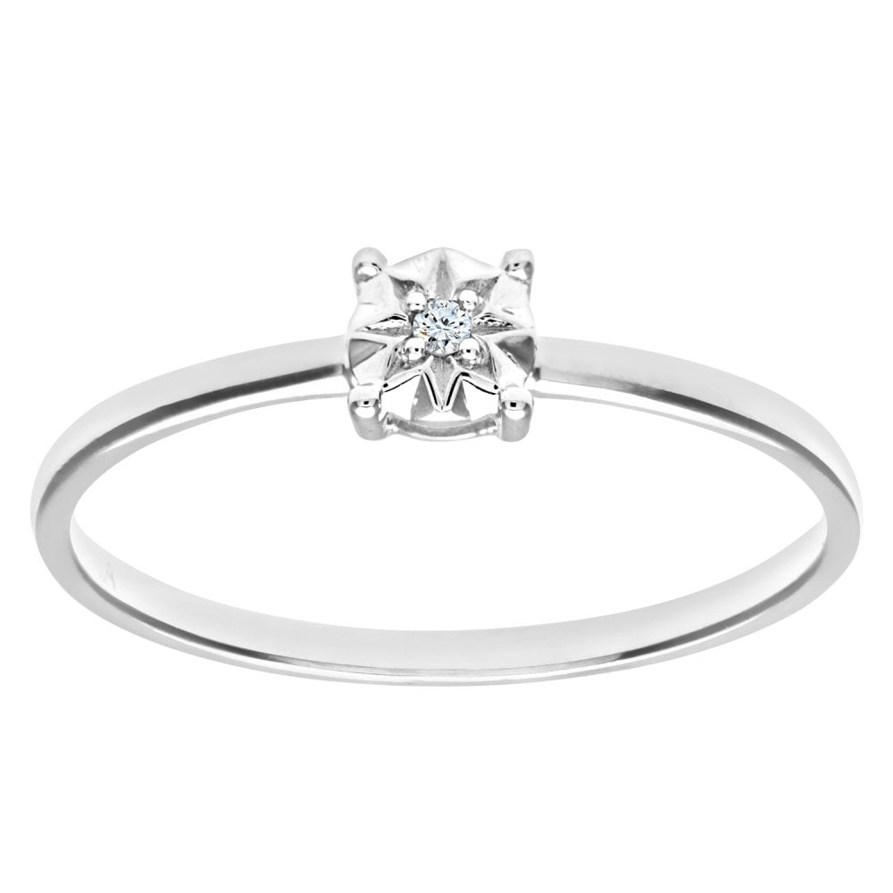 SPARKLD 9ct White Gold Solitare Diamond Ring