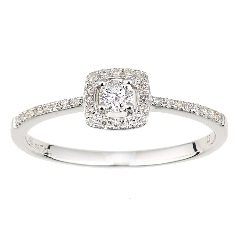 SPARKLD 9ct White Gold 0.21ct Diamond Round Halo Engagement Ring