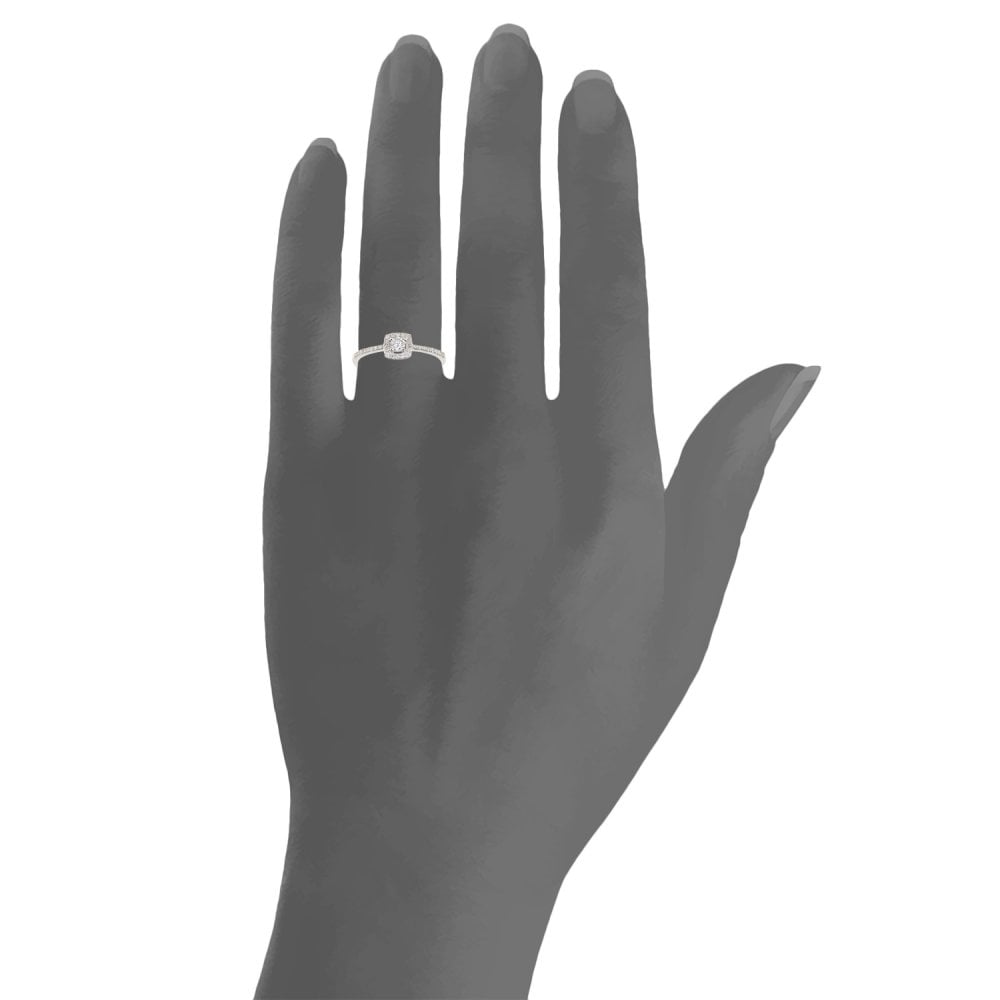 SPARKLD 9ct White Gold 0.21ct Diamond Round Halo Engagement Ring